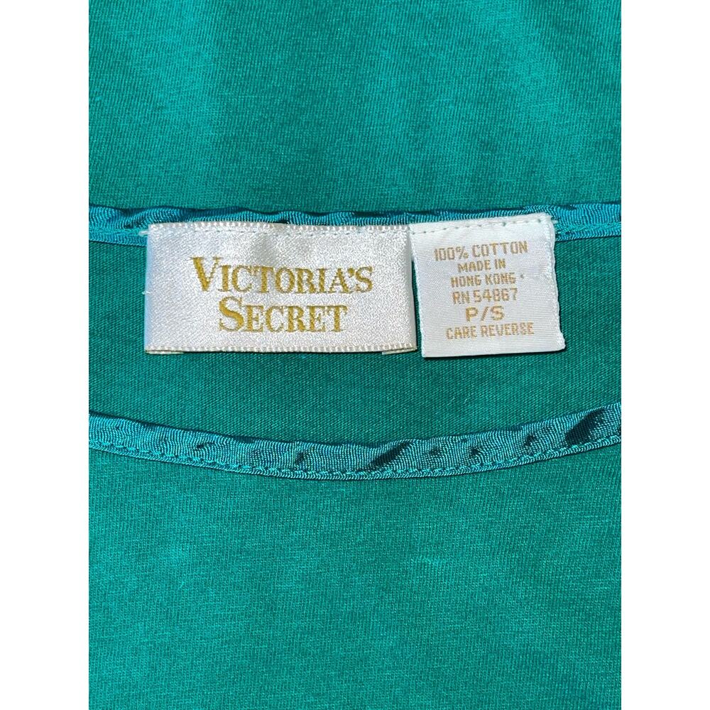 Womens Victorias Secret Green VIntage Gold Tag 90s Floral Cotton Nightgown PS - Picture 7 of 8
